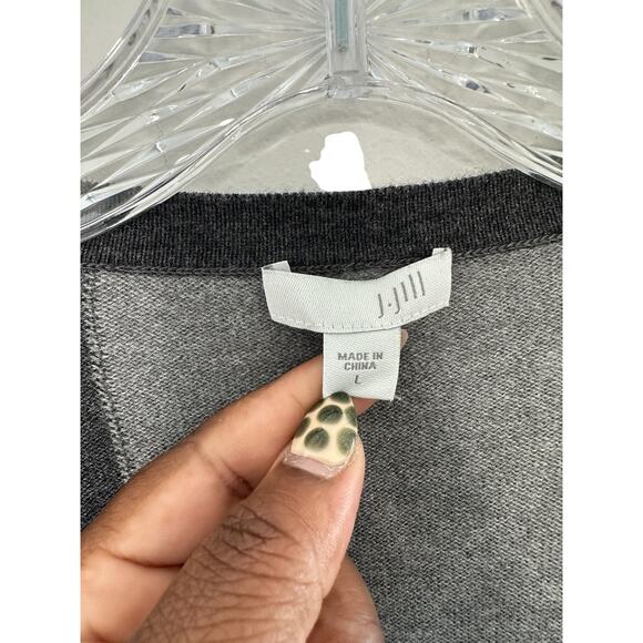 J. Jill Gray Casual Cotton Blend Open Long Duster Sweater Cardigan Size Large - Picture 2 of 10